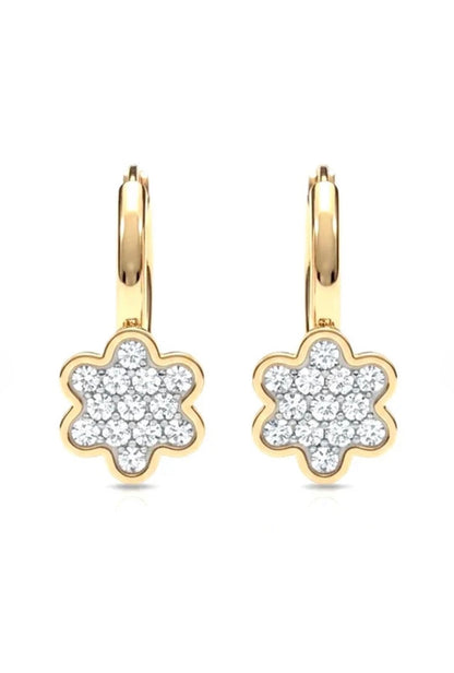 Boucles d’Oreilles Fleur Dorées & Zirconiums – Acier Inoxydable