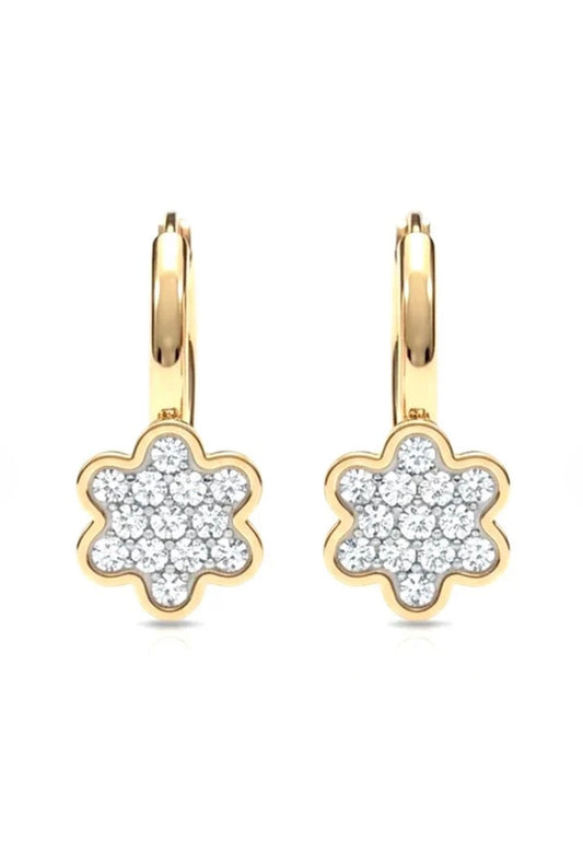 Boucles d’Oreilles Fleur Dorées & Zirconiums – Acier Inoxydable