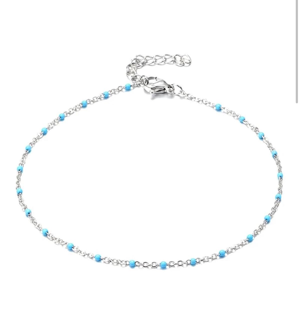 Chaîne de Cheville Émaillée Bleue – Acier Inoxydable