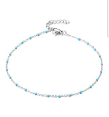 Chaîne de Cheville Émaillée Bleue – Acier Inoxydable