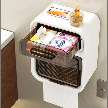 Porte-papier toilette mural avec rangement