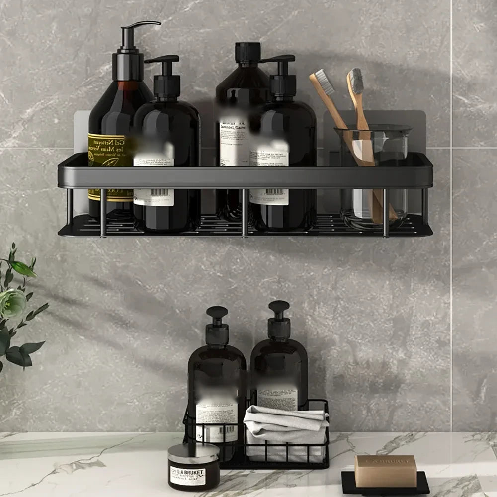 Étagère de salle de bain en aluminium, sans perçage