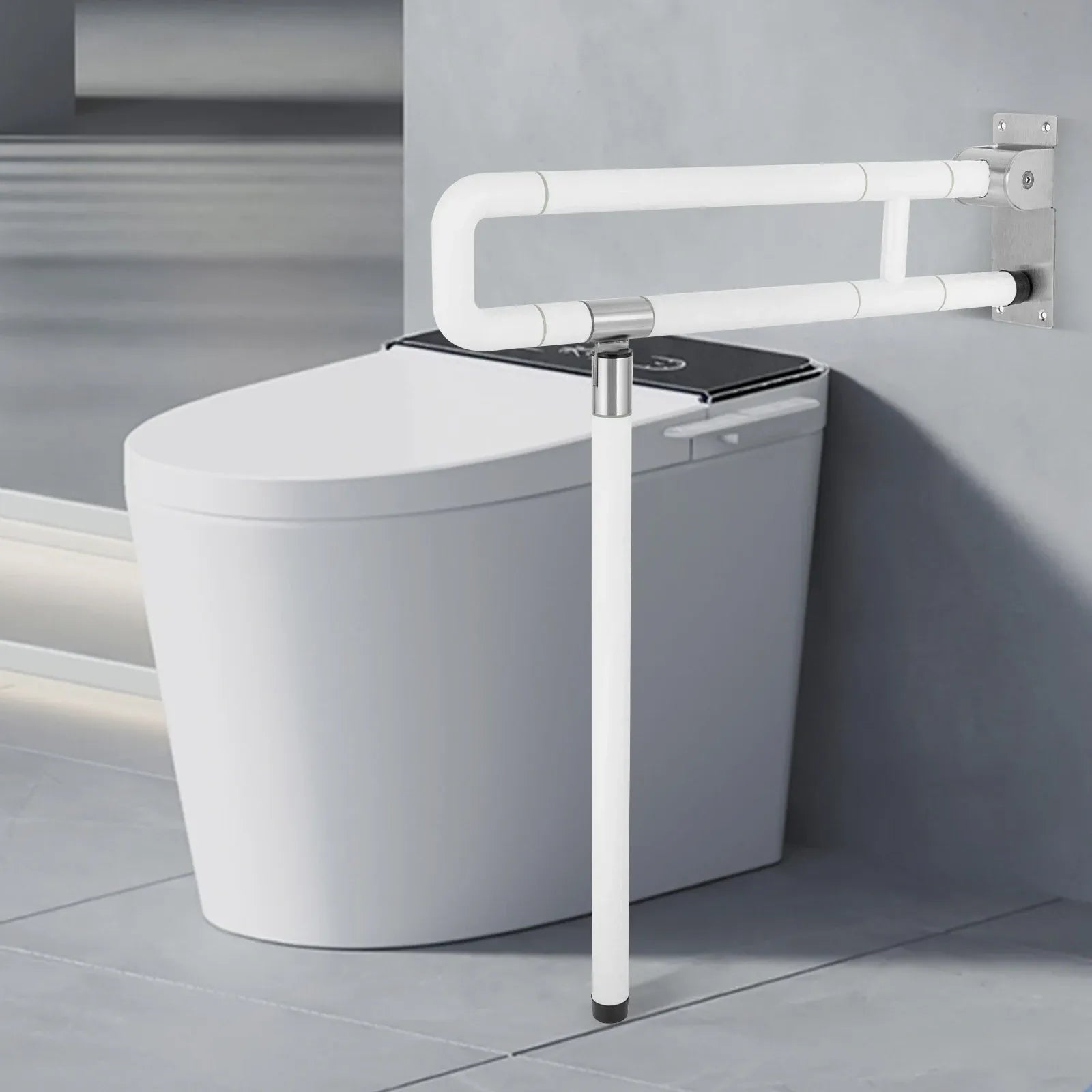 Barre d'appui rabattable pour WC