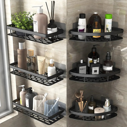 Étagère de salle de bain en aluminium, sans perçage