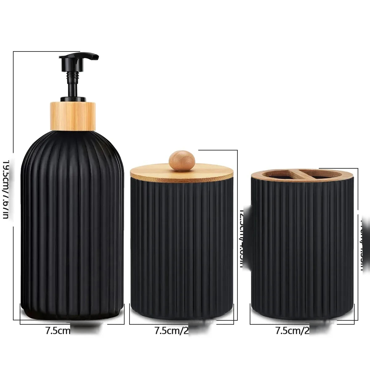 Set de salle de bain — distributeur et rangements bambou
