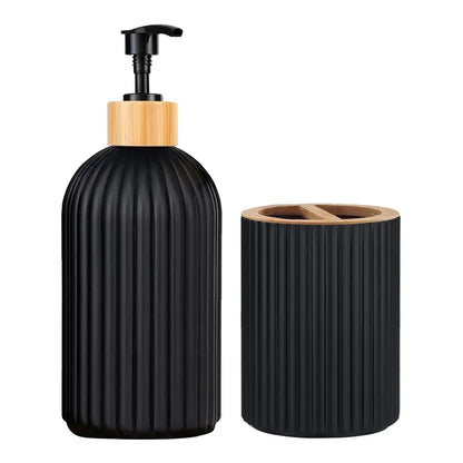 Set de salle de bain — distributeur et rangements bambou